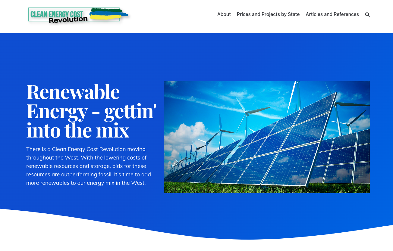 Clean Energy Cost Revolution Web page image